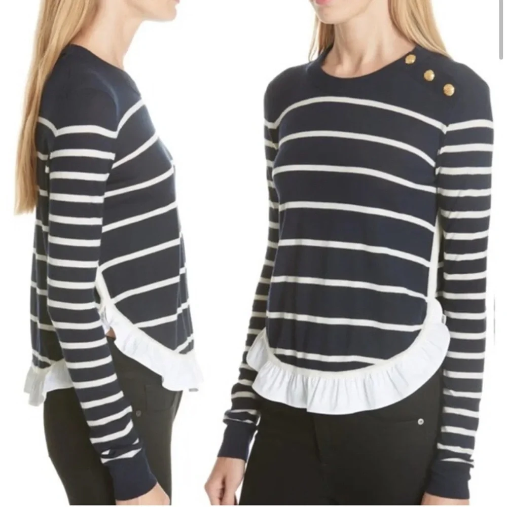 Veronica Beard Ollie Ruffle Hem Sweater- M‎